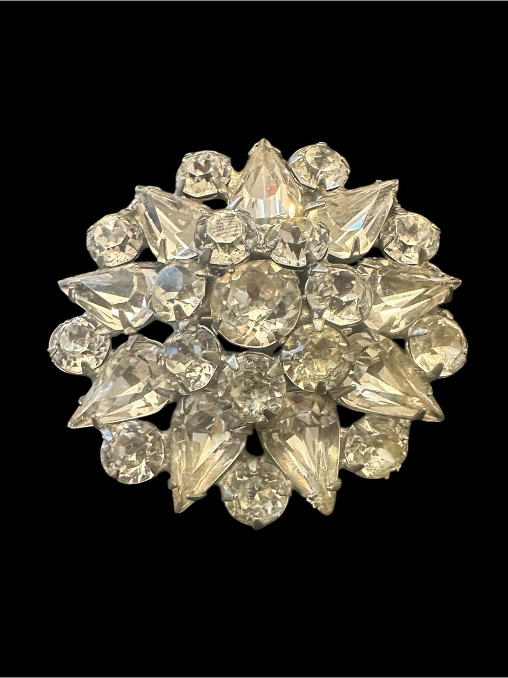 Vintage Albert Weiss Sparkling Clear Rhinestone Cluster Brooch - Picture 5 of 5